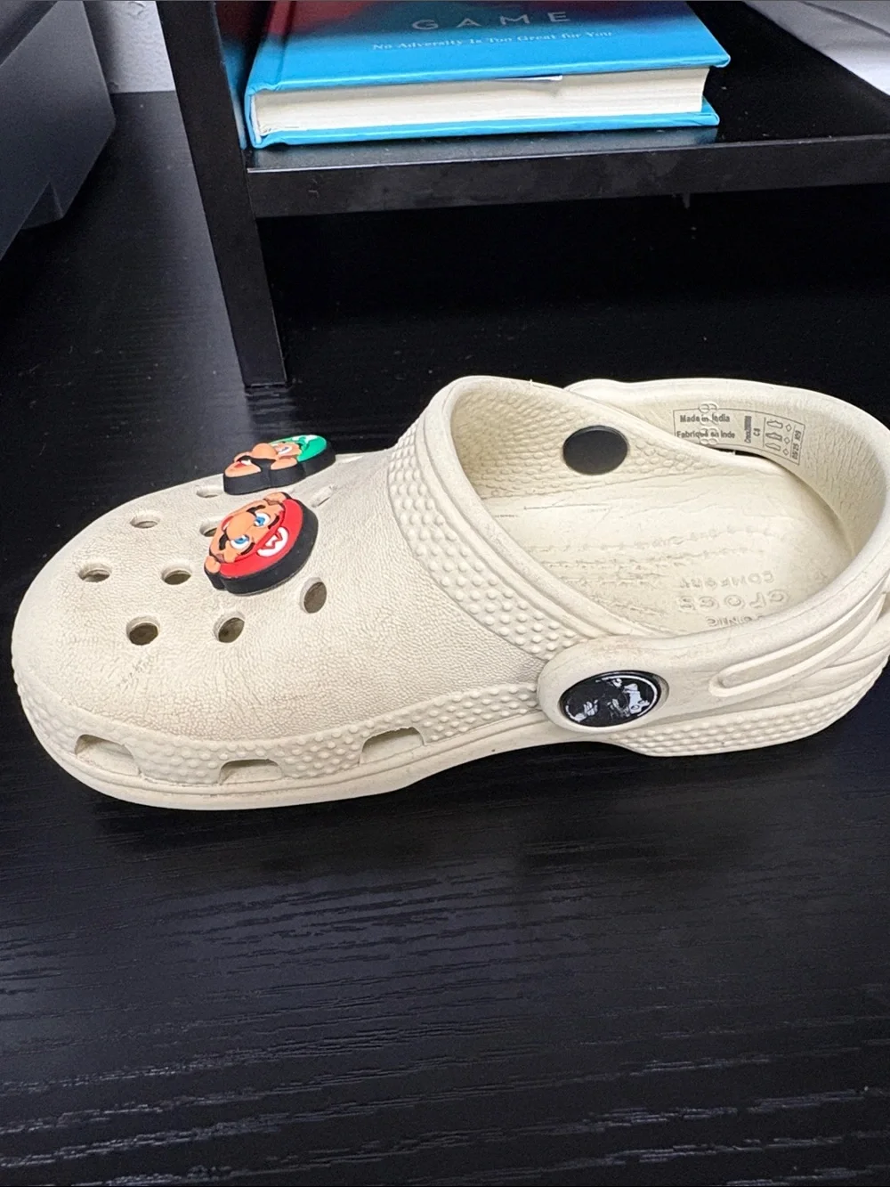 Kids Cream Crocs with Character Charms